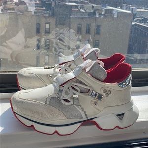 Christian Louboutin Red Runner White Sneakers